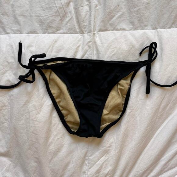 Athlete Black string bikini bottoms  sz small classic beachy coastal beachy - Picture 1 of 6